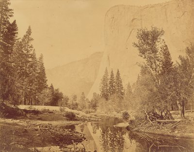 Tutokanula. Údolí Yosemitů. (Velký náčelník) "El Capitan". Výška 3500 stop. od Eadweard J. Muybridge
