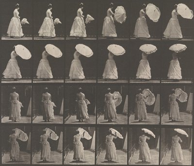 [Woman Opening Parasol], 1883-86, vytištěno 1887. od Eadweard Muybridge