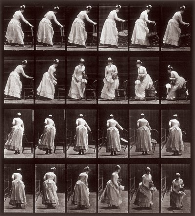 Animal Locomotion, deska 265: sekvence se sedící ženou, 1887 (fotomechanický tisk) od Eadweard Muybridge