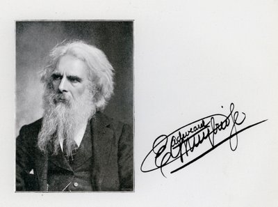 Eadweard Muybridge, portrét a podpis (černobílá fotografie) od Eadweard Muybridge