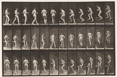 Talíř 103. Otáčivé a stoupající schody, džbán a pohár v rukou, 1872-1885 od Eadweard Muybridge