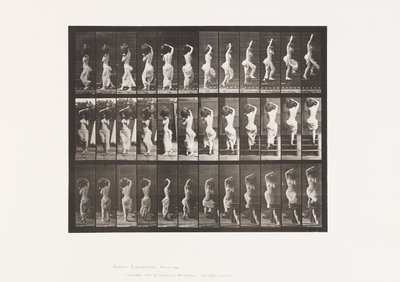 Talíř 105. Otáčení, stoupající schody, nádoba na vodu na levém rameni od Eadweard Muybridge