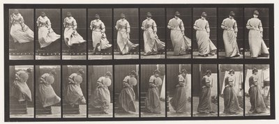 Talíř 142. Sestupné schody, chycení šatů, 1885 od Eadweard Muybridge