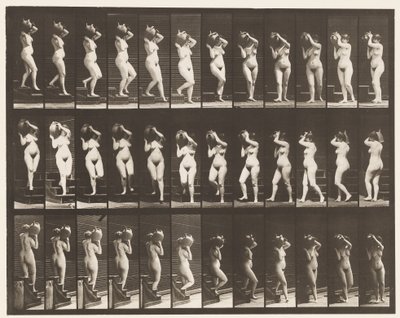 Talíř 147. Sestupné schody; Otočení nádoby na vodu na pravém rameni, 1872-1885 od Eadweard Muybridge