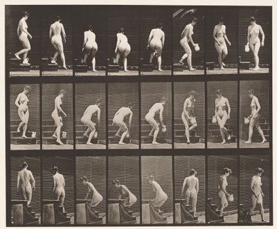 Talíř 150. Sestupné schody; Sklánění, zvedání džbánu, soustružení, 1872-1885 od Eadweard Muybridge