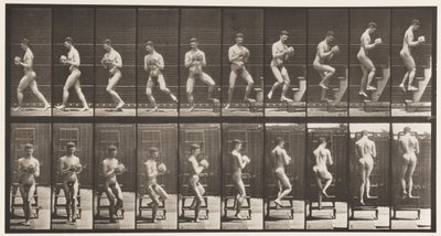 Talíř 151. Sestupný žebřík, točení kolem, skála v rukou, 1872-1885 od Eadweard Muybridge