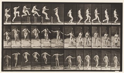 Talíř 155. Skákání, běh, přímý skok vysoký od Eadweard Muybridge