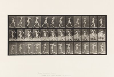 Plate 175. Crossing Brook on Step-Stones with Fishing Pole and Can od Eadweard Muybridge