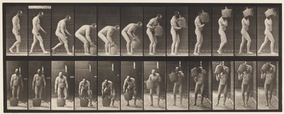 Talíř 218. Shýbání a zvednutí plného demižonu na rameno od Eadweard Muybridge