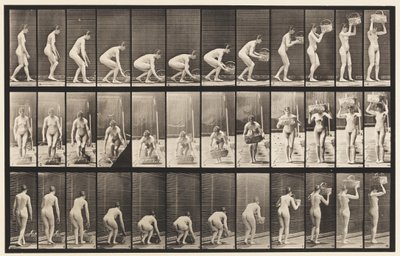 Talíř 221. Shýbání a zvedání koše o hmotnosti 12 lb k hlavě od Eadweard Muybridge