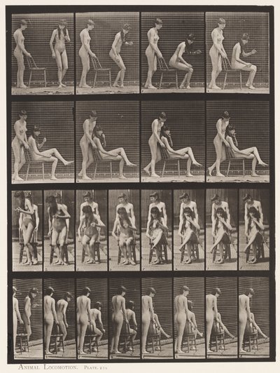 Talíř 239. Dva modely; Jeden stojící, druhý sedící, překřížení nohou od Eadweard Muybridge