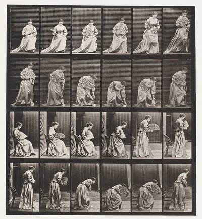 Talíř 250. Vstávání ze židle, sklánění a zvedání šátku od Eadweard Muybridge