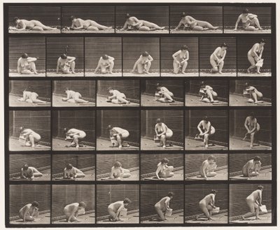 Talíř 270. Vycházející ze země s brožurou v levé ruce od Eadweard Muybridge
