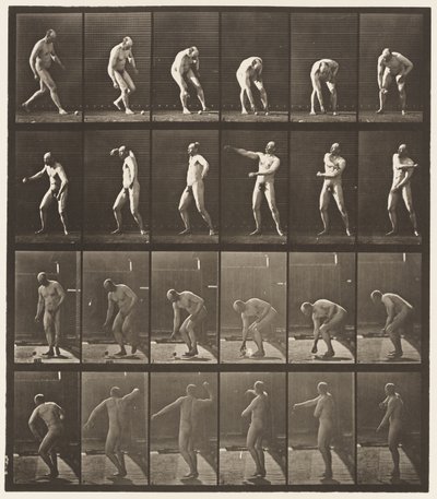 Talíř 302. Zvedat míč a hodit ho, 1885 od Eadweard Muybridge