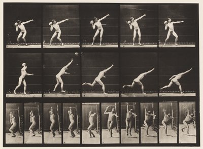Talíř 314. Zvedání 20librového kamene od Eadweard Muybridge