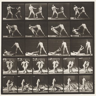 Talíř 333. Boxování; 53 Knocking 52 Down (boty) od Eadweard Muybridge