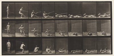 Talíř 358. Ležící na zádech a střelba, 1872-1885 od Eadweard Muybridge