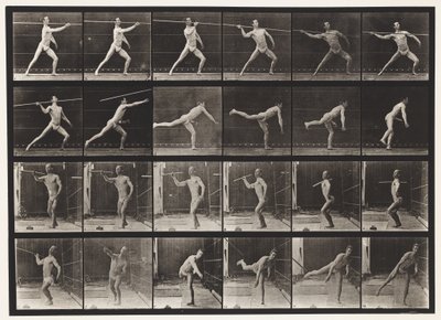 Talíř 361. Házení oštěpem, 1872-1885 od Eadweard Muybridge