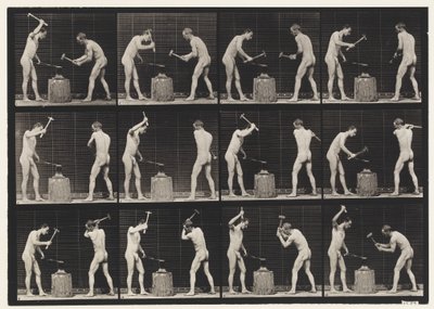 Talíř 374. Kováři, dva modely, kladivo na kovadlinu od Eadweard Muybridge