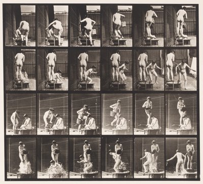 Talíř 407. Dva modely, 8 nalévání kbelíku vody na 1 od Eadweard Muybridge