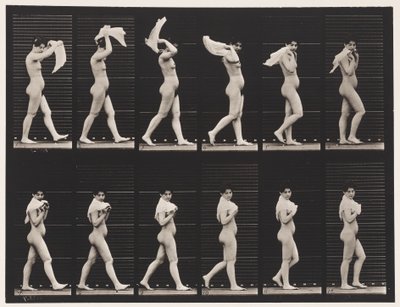 Talíř 40. Chůze, házení kapesníku přes ramena od Eadweard Muybridge