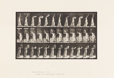 Talíř 41. Chůze, flirtování vějíře od Eadweard Muybridge