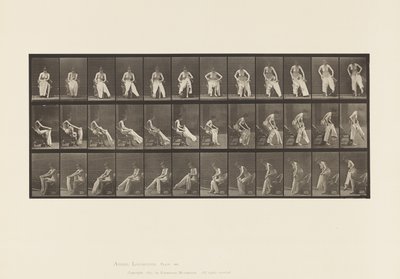 Talíř 420.WC; Vstávání ze židle a oblékání, 1885 od Eadweard Muybridge