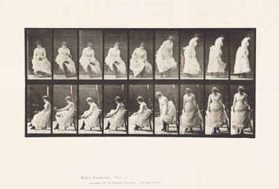 Talíř 422.Záchod; Obouvání bot a vstávání ze židle, 1885 od Eadweard Muybridge