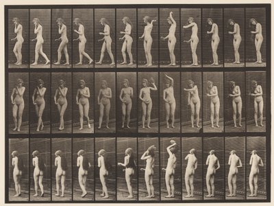 Talíř 426. Záchod; Kartáčovat si vlasy a odcházet, 1872-1885 od Eadweard Muybridge