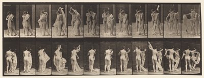 Talíř 428. Záchod; Two Models, 1 Disrobing 8, 1872-1885 od Eadweard Muybridge