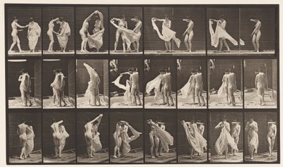 Talíř 429. Záchod; Two Models, 1 Disrobing 8, 1872-1885 od Eadweard Muybridge