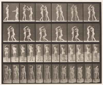 Talíř 445. Dva modely-8 Pití z nádoby na vodu na rameni 1 od Eadweard Muybridge