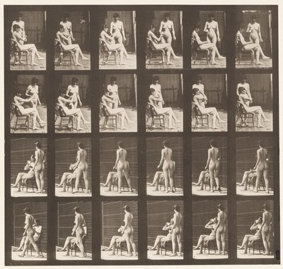 Talíř 451. Dva modely, 8 přináší šálek čaje, 1 šálek a nápoje, 1872-1885 od Eadweard Muybridge