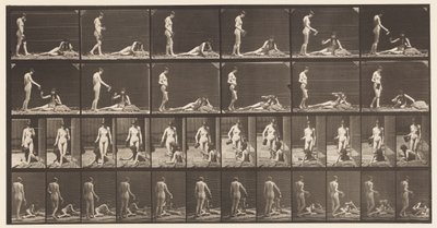 Talíř 485. Dva modely; A, 10 Stání a plnění poháru;, 1872-1885 od Eadweard Muybridge