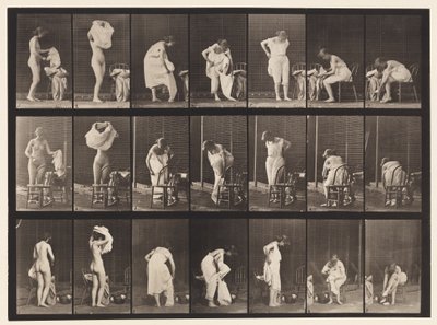 Talíř 493. Různé fáze záchodu, 1872-1885 od Eadweard Muybridge