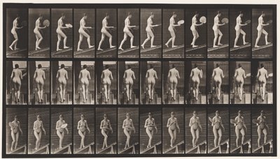 Talíř 78. Ascending Incline, Flirting A Fan, 1872-1885 od Eadweard Muybridge