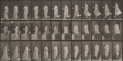 Tabule číslo 143. Sestupování po schodech, šálek s podšálkem v pravé ruce od Eadweard Muybridge