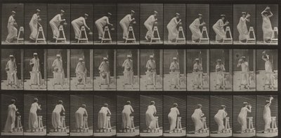 Tabule číslo 216. Ohýbání se k naplnění nádoby na vodu, pokládání na hlavu od Eadweard Muybridge