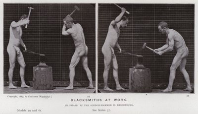 Lidská postava v pohybu: Kováři při práci od Eadweard Muybridge
