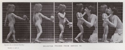 Lidská postava v pohybu: Vybrané fáze ze série 79 (černobílá fotografie) od Eadweard Muybridge