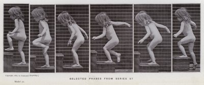 Lidská postava v pohybu: Vybrané fáze ze série 87 (černobílá fotografie) od Eadweard Muybridge