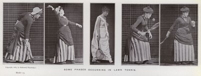 Lidská postava v pohybu: Některé fáze probíhající v tenise na trávníku (černobílá fotografie) od Eadweard Muybridge