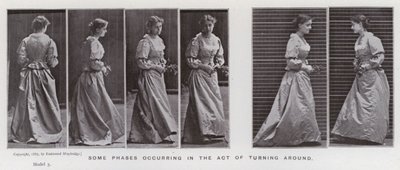 Lidská postava v pohybu: Některé fáze nastávající při otáčení se (č/b fotografie) od Eadweard Muybridge