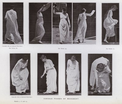 Lidská postava v pohybu: Různé fáze pohybu (černobílá fotografie) od Eadweard Muybridge