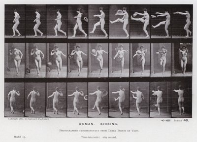 Lidská postava v pohybu: Žena, kopání od Eadweard Muybridge