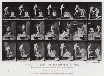 Lidská postava v pohybu: Žena, šok pro nervový systém (č/b foto) od Eadweard Muybridge