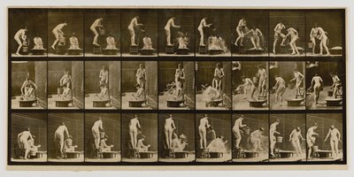 Žena, která vylévá mísu s vodou na hlavu jiné ženy, z knihy Animal Locomotion (Pohyb zvířat) od Eadweard Muybridge
