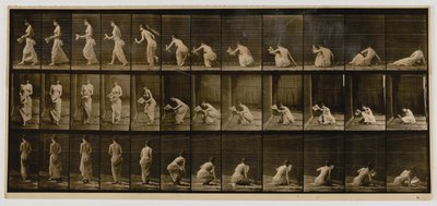 Žena, která se zvedá ze sedu na zemi, z knihy Animal Locomotion (Pohyb zvířat) od Eadweard Muybridge