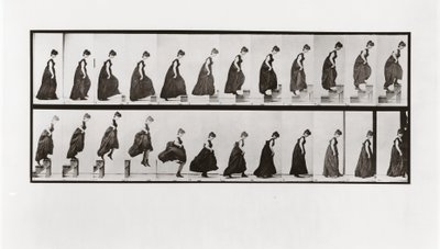Žena leze po schodech a skáče dolů, Plate 173 z Animal Locomotion, 1887 od Eadweard Muybridge