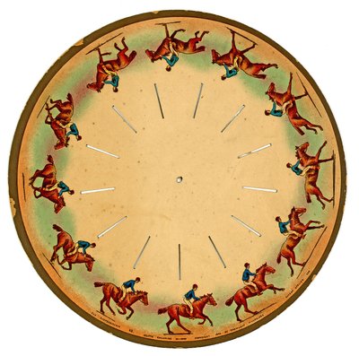 disk zoopraxoskopu zobrazující koně cválajícího, 1893 od Eadweard Muybridge